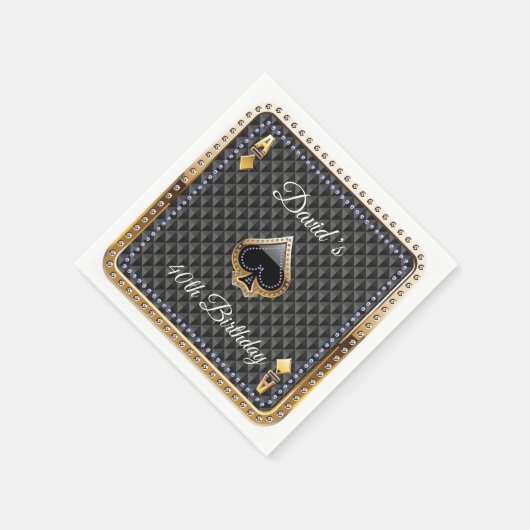 40トランプのポーカー遊ズカードカジノ誕生日ナプキンス スタンダードカクテルナプキン (角)