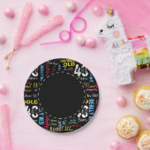 40ハッピーバースデーの落書きスタイル ペーパープレート (パーティー)