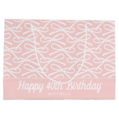 40ハッピーバースデーピンクボウホワイト抱き枕 ラージペーパーバッグ (裏面)