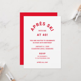 40バースデーパーティーで私と冬の赤いエペールスキー 招待状