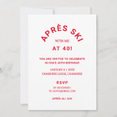 40バースデーパーティー旅行で私と赤いエペールスキー 招待状 (正面)