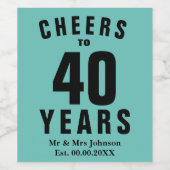 40パーソナライズされた周年結婚のワエレガントイン ワインラベル (シングルラベル)