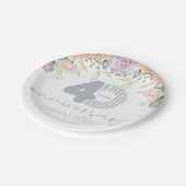 40パーソナライズされた周年結婚フローラ ペーパープレート (アングル)