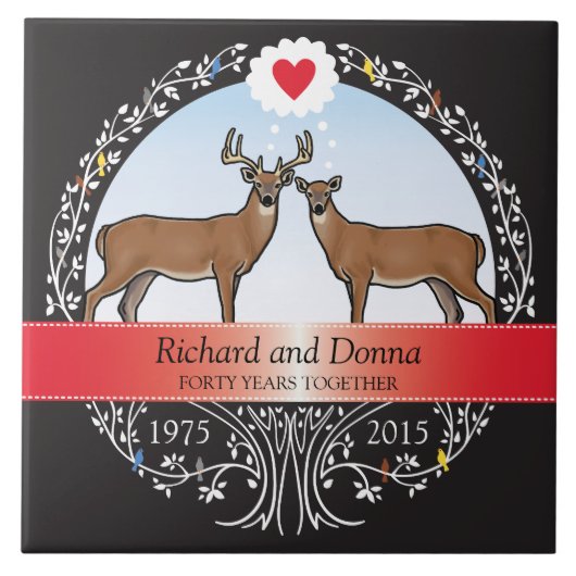 40パーソナライズされた周年記念結婚金、バック&ドー タイル (正面)