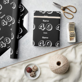 40パーソナライズされた歳の誕生日のカスタム包装紙 ラッピングペーパー