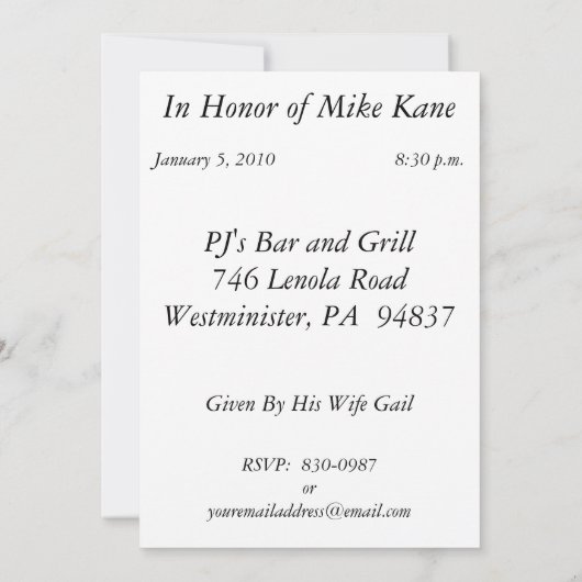 40パーソナライズされた歳の誕生日パーティの招待状 招待状 (裏面)