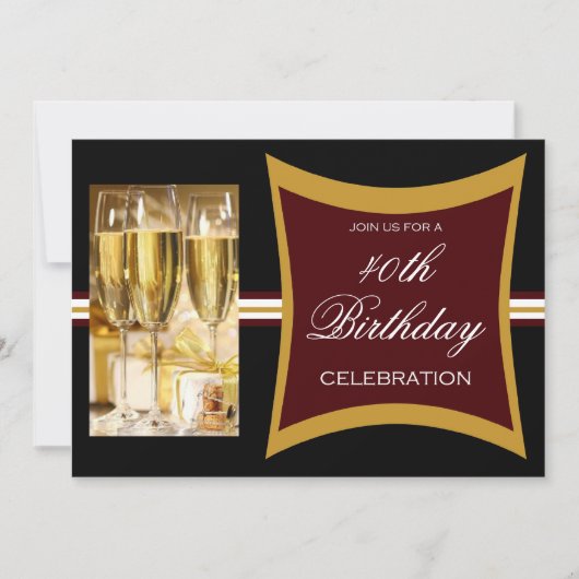 40パーソナライズされた歳の誕生日パーティの招待状 招待状 (正面)