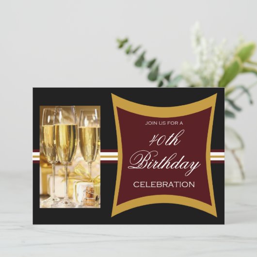 40パーソナライズされた歳の誕生日パーティの招待状 招待状 (スタンド正面)