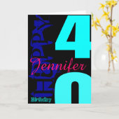 40パーソナライズされた歳の誕生日ポップ・アートのの挨拶状 カード (黄色い花)