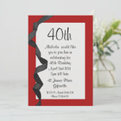 40パーティの招待状黒リボン 招待状 (スタンド正面)