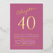 40ピンク40歳の誕生日パーティー金ゴールド 箔招待状 (正面)