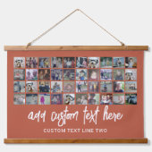 40フォトコラージュ – 4行10列 – スクリプト文字 吊り下げ型タペストリー (正面)