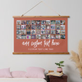 40フォトコラージュ – 4行10列 – スクリプト文字 吊り下げ型タペストリー (寝室)