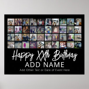 40フォトコラージュ – 4行10列 – 誕生日 ポスター