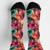 #40フローラルパターンクルーソックス ソックス (上部)