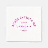 40ホットピンクのスキークレスト部分で私とエペーススキー スタンダードカクテルナプキン (正面)