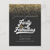 40モダンと素晴らしい黒と金ゴールドの誕生日 ポストカード (正面)