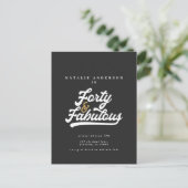 40モダンと素晴らしい黒と金ゴールド誕生日のpos ポストカード (スタンド正面)