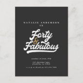 40モダンと素晴らしい黒と金ゴールド誕生日のpos ポストカード (正面)