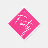 40モダン回四十の誕生日ピンク スタンダードカクテルナプキン (角)