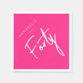 40モダン回四十の誕生日ピンク スタンダードカクテルナプキン (正面)