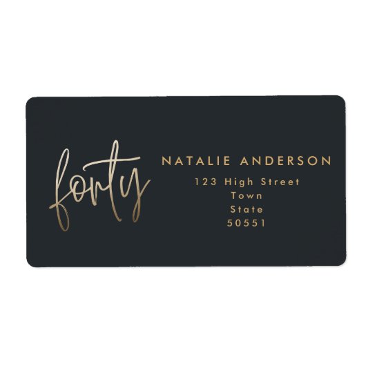 40モダン歳の誕生日シンプルスタイリッシュエレガント文 ラベル (正面)
