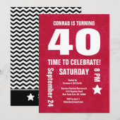 40モダン歳または任意の年の山かっこ 招待状 (正面/裏面)