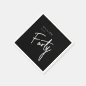 40世モダン40代男子の誕生日ブラック スタンダードカクテルナプキン (角)