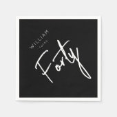 40世モダン40代男子の誕生日ブラック スタンダードカクテルナプキン (正面)