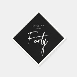 40世モダン40代男子の誕生日ブラック スタンダードカクテルナプキン