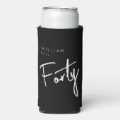 40世モダン40代男子の誕生日ブラック スリム缶クーラー (Seltzer正面)