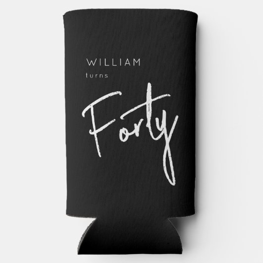 40世モダン40代男子の誕生日ブラック スリム缶クーラー (裏面)