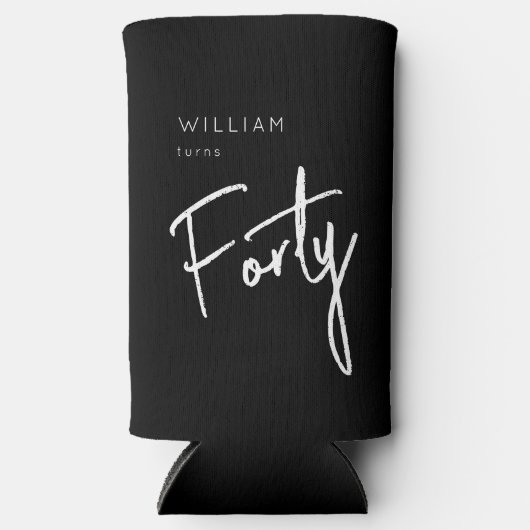 40世モダン40代男子の誕生日ブラック スリム缶クーラー (正面)