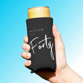 40世モダン40代男子の誕生日ブラック スリム缶クーラー