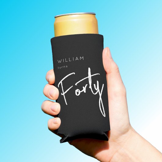 40世モダン40代男子の誕生日ブラック スリム缶クーラー