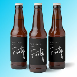 40世モダン40代男子の誕生日ブラック ビールラベル