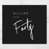 40世モダン40代男子の誕生日ブラック ビールラベル (シングルラベル)