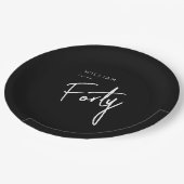 40世モダン40代男子の誕生日ブラック ペーパープレート (アングル)