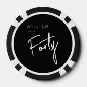 40世モダン40代男子の誕生日ブラック ポーカーチップ (裏面)