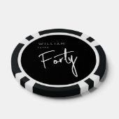 40世モダン40代男子の誕生日ブラック ポーカーチップ (シングル)