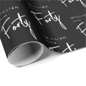 40世モダン40代男子の誕生日ブラック ラッピングペーパー (ロールコーナー)