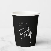 40世モダン40代男子の誕生日ブラック 紙コップ (裏面)
