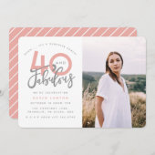 40人と素晴らしい誕生日パーティーの写真の招待 招待状 (正面/裏面)