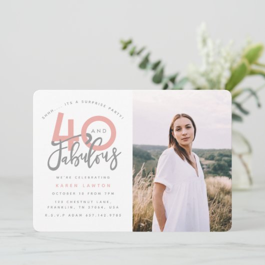 40人と素晴らしい誕生日パーティーの写真の招待 招待状 (スタンド正面)