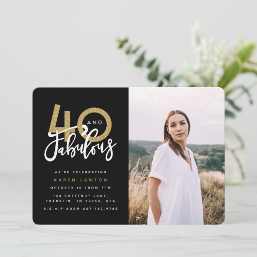 40人と素晴らしい誕生日パーティーの写真の招待 招待状 (スタンド正面)