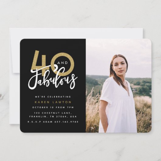40人と素晴らしい誕生日パーティーの写真の招待 招待状 (正面)