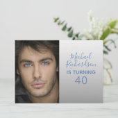 40人の写真の誕生パーソナライズされた日パーティー 招待状 (スタンド正面)