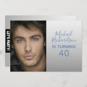 40人の写真の誕生パーソナライズされた日パーティー 招待状 (正面/裏面)