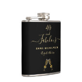 40人の素晴らしい誕生日カスタム写真黒モノグラム フラスク (右)