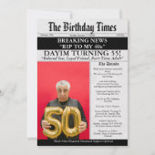 40代にサヨナラ ファニー新聞 55歳の誕生日 招待状 (正面)